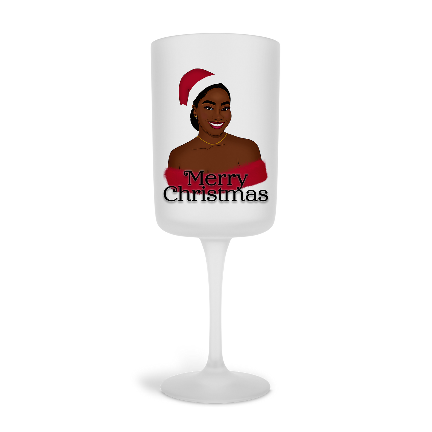'Christmas' Frosted Wine Glass