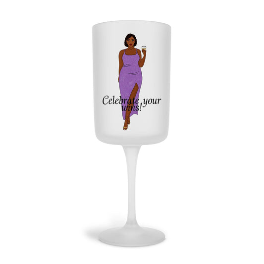 'Celebrate your wins' Illustrated Wine Glass