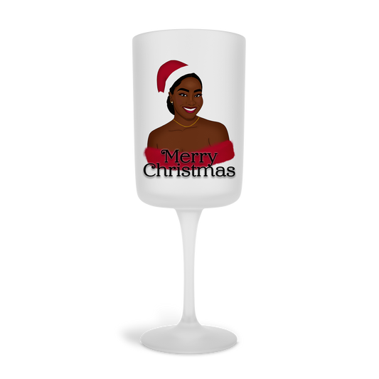 'Christmas' Frosted Wine Glass