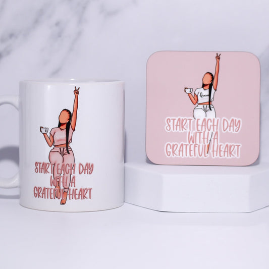 'Grateful Heart' Mug & Coaster Set